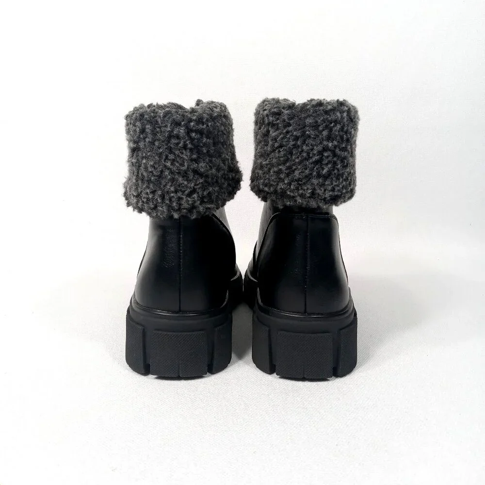 BLONDO Plaka Black Leather Winter Boots Lug Sole Waterproof Women's Size 6 M